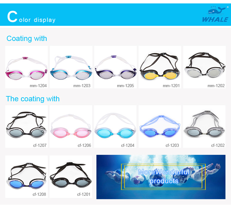 Whale Swimming Goggles Anti-fog UV Protection Wide Angle View Mirror Coating For Competition - Pink