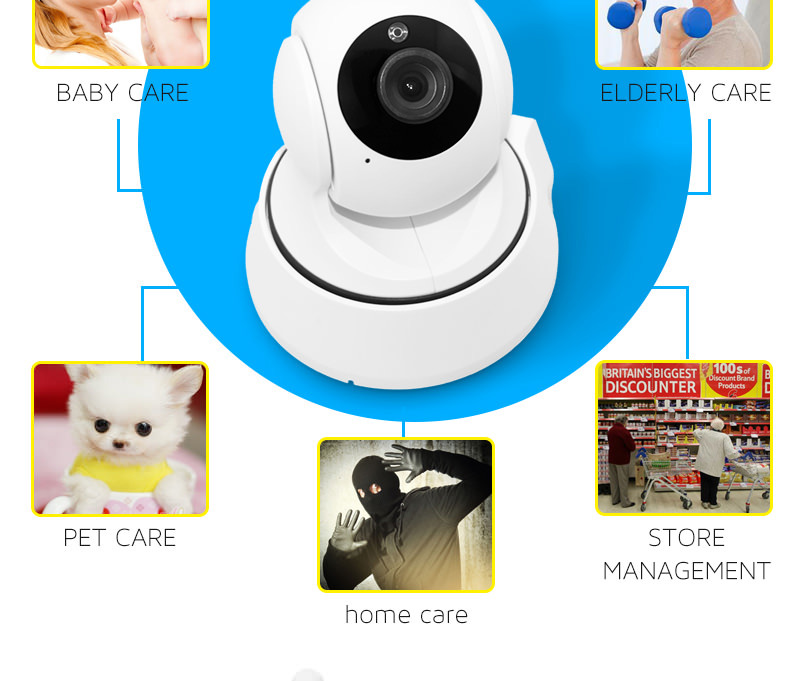 VESKYS C100 720P WiFi IP Camera 1.0MP CMOS Night Vision Motion Support 64GB TF Card Security Camera -White