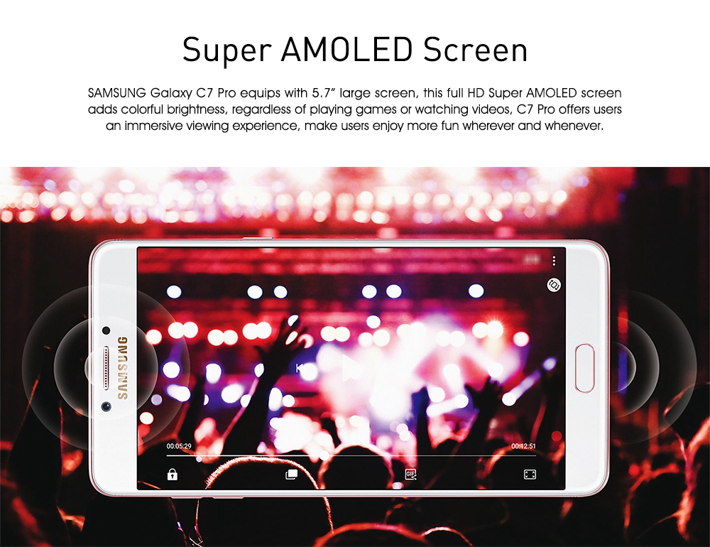 [HK Stock]SAMSUNG Galaxy C7 Pro C7010 5.7 Inch 4G LTE Smartphone 16.0MP+16.MP Cam 4GB RAM 64GB ROM Snapdragon 626 Octa Core Touch ID - Rose Gold
