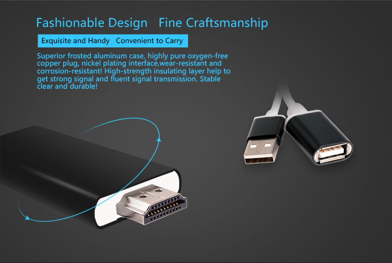 L3 Miracast/Airplay Mirroring Cable Support Android and iOS Devices - Black