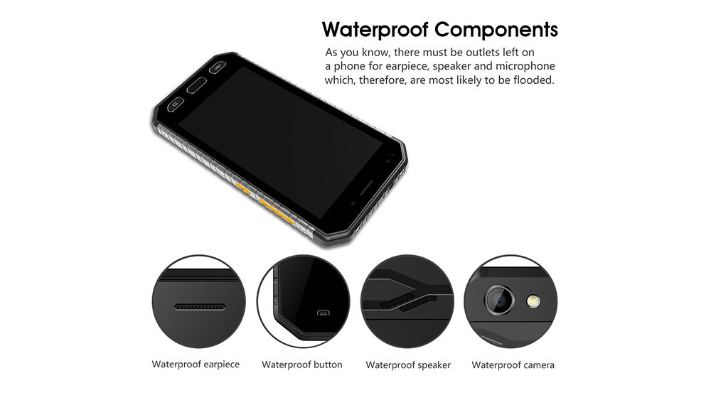 [HK Stock]E&L S30 4.7 Inch 4G LTE Smartphone IP68 Waterproof Corning Gorilla Glass Screen 2GB 16GB 13.0MP Cam MTK6737 Quad Core Android 7.0 Fast Charge - Black