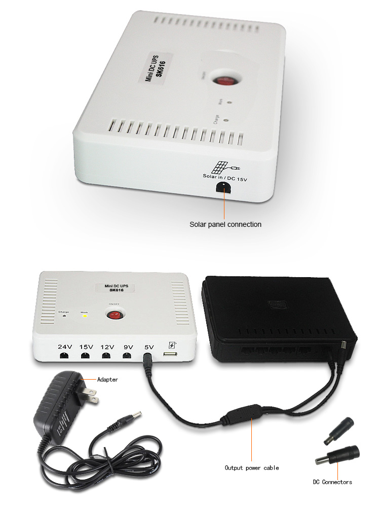 SKE SK-616 Mini DC UPS 5V/9V/12V/15v/24V Output 15600mAh Power Bank