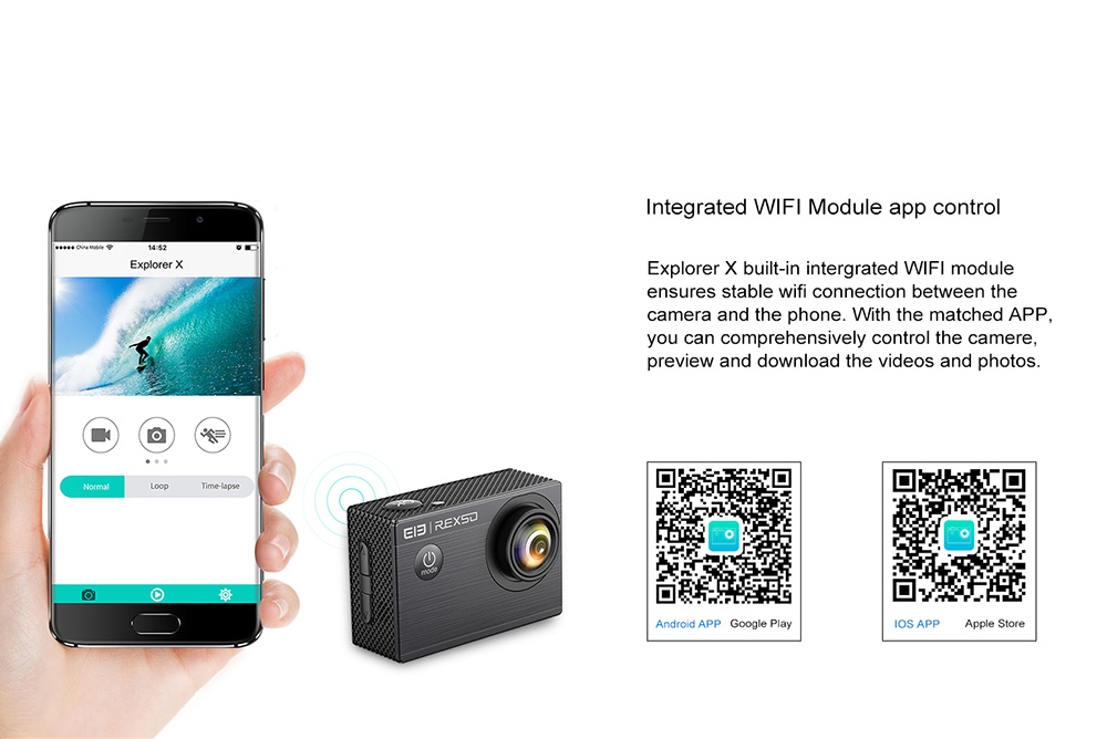 [HK Stock] Elephone REXSO Explorer X Allwinner V3 2.0 Inch Display Action Camera 4K 30FPS WiFi 170 Degree Wide Angle Diving Camera - Champagne Gold