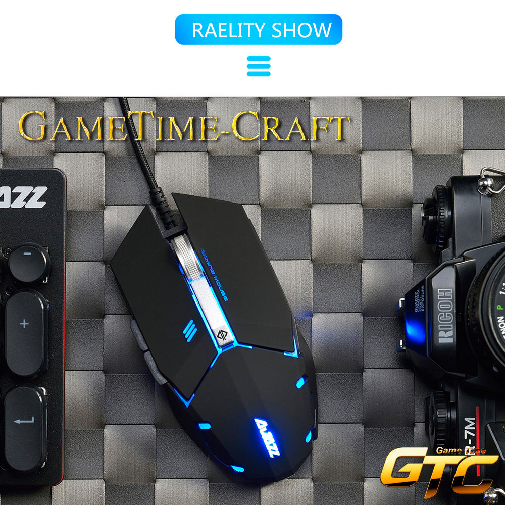 Ajazz GTC A5050 Wired Gaming Mouse Colorful Backlights 7 Keys Adjustable 2400 DPI Programmable Mouse - Black