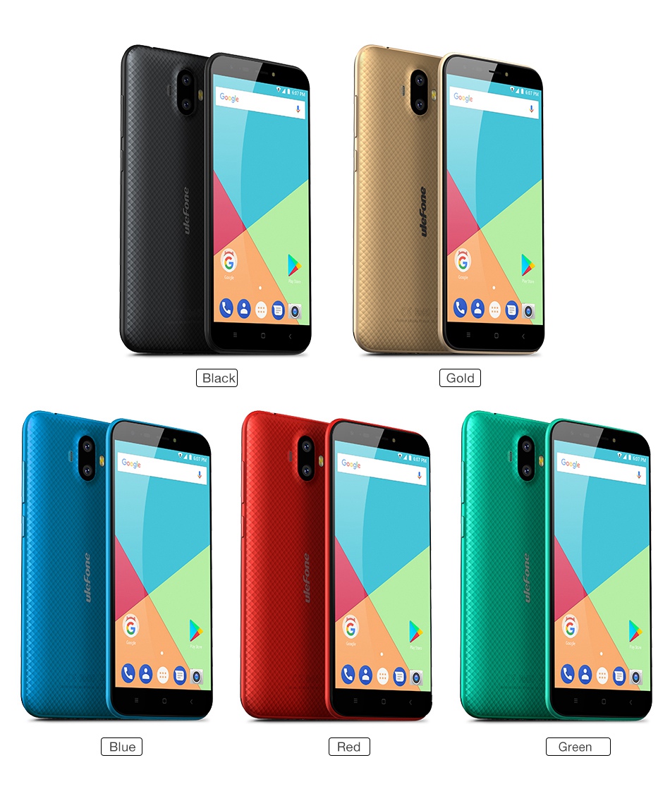 [HK Stock]Ulefone S7 5.0 Inch Smartphone HD Screen Dual Rear Camera 8GB MT6580A Quad Core Android 7.0 2500mAh Battery - Black