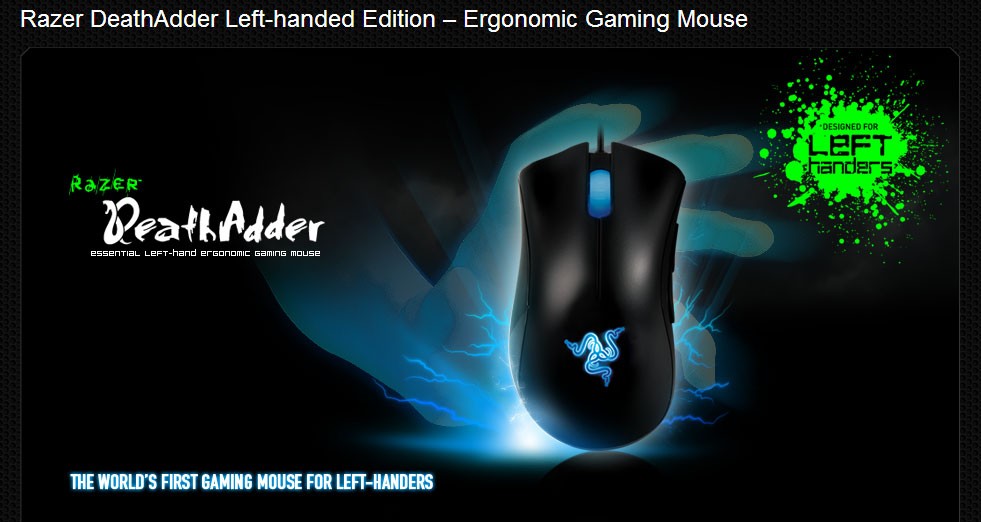 [HK Stock] Razer DeathAdder Wired Gaming Mouse Left-handed Edition Full Online Multilingual Packaging 3500 DPI - Black