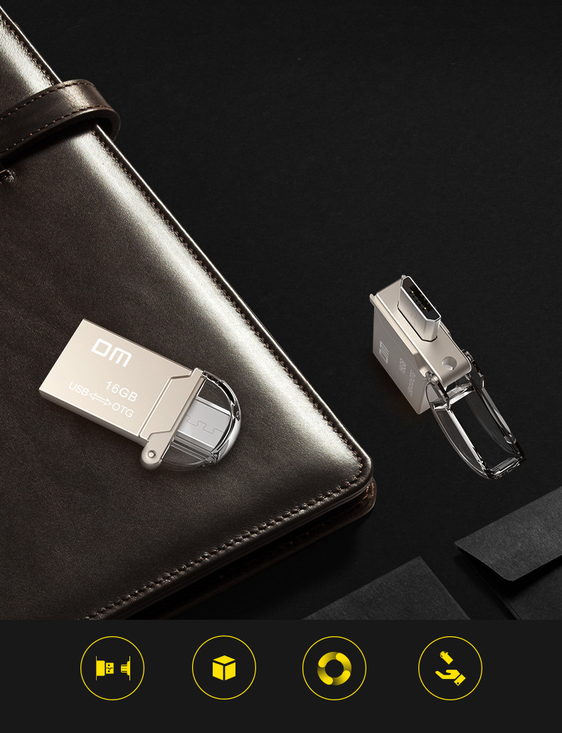 DM PD008 16GB OTG USB 2.0 Micro USB Flash Drive USB Stick - Silver