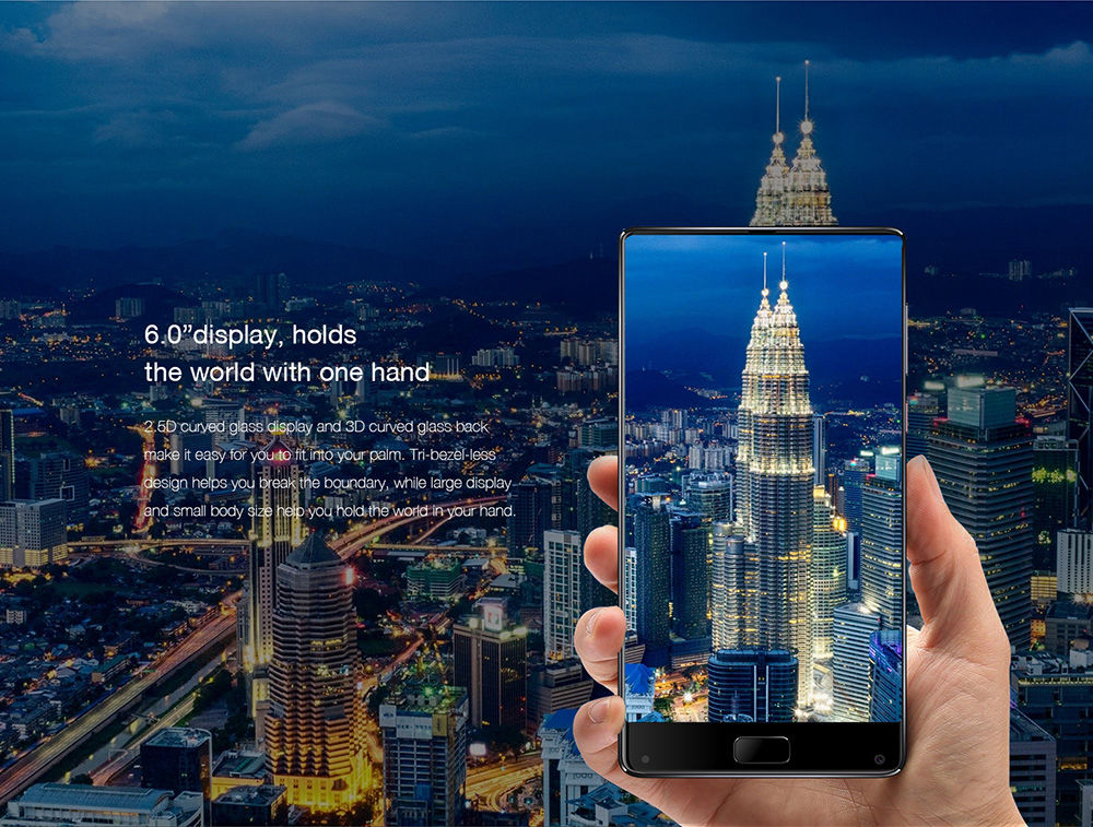 [HK Store]Elephone S8 6.0 Inch 4G LTE Smartphone 2K Full Screen Display Helio X25 Deca Core 4GB 64GB 21.0MP Cam Android 7.1 Touch ID 4000mAh  Qiuck Charge 3D Curved Glass Body - Black