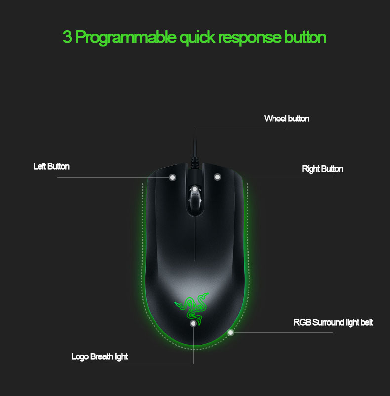 [HK Stock] Razer Jugan Wired Gaming Mouse Surround RGB Chroma Backlight 7200 DPI Ambidextrous - Black