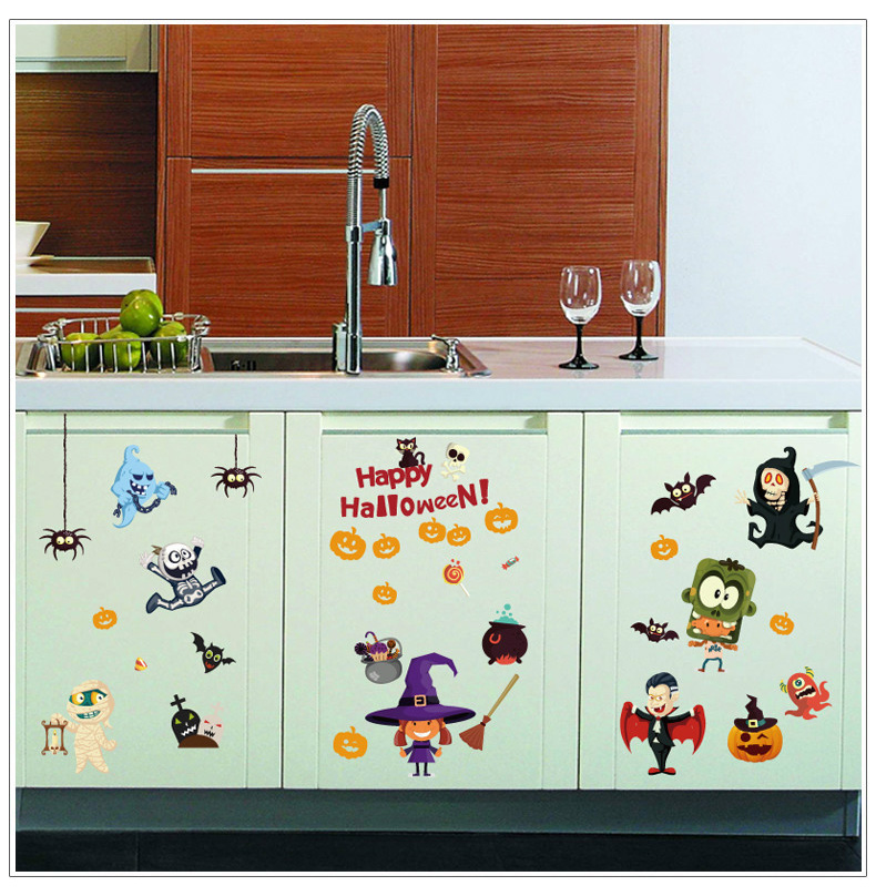 Halloween 3D Wizard Wall Stickers Kit Room Decor Halloween Party Fairy Waterproof Removeable Sticker Art Mural