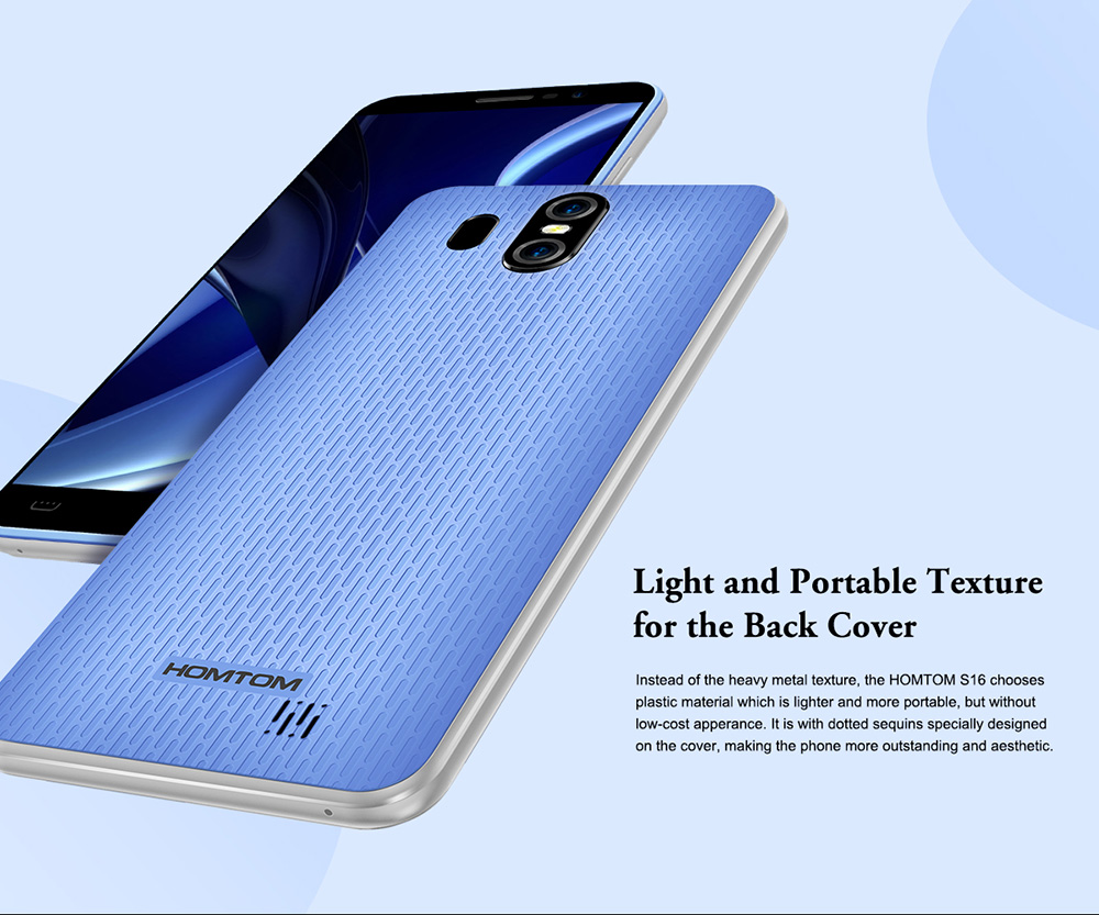 [HK Stock]HOMTOM S16 5.5 Inch Smartphone HD Screen MTK6580 Quad Core 2GB RAM 16GB ROM 8.0MP Cam Android 7.0 Touch ID 3000mAh - Blue