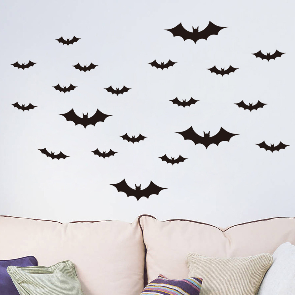 Halloween 3D Bat Wall Stickers Kit Halloween Party Decor Waterproof Removeable Sticker Art Mural