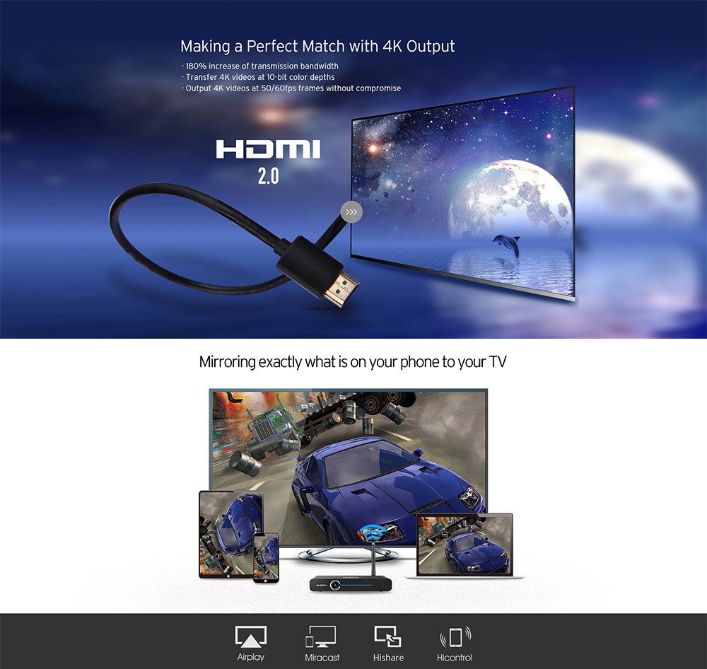 HIMEDIA Q30 Hi3798MV200 Blu-ray Navigation ISO Dolby DTS Meida Player Android Nougat 7.0 KODI 17.1 4K 10Bit 2GB/8GB WIFI LAN OTA H.265 HDMI