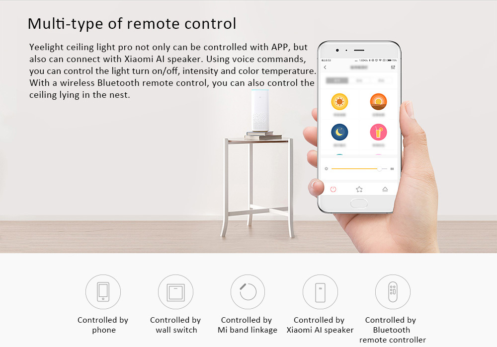 Xiaomi Yeelight Moonlight Smart LED Ceiling Light Pro Bluetooth APP Wireless Remote Control IP50 Dustproof Multiple Scene Modes