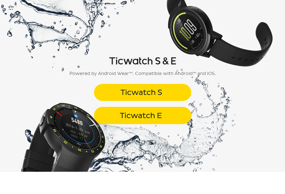 Ticwatch S Sports Smartwatch 1.2" OLED Display Dual Core MTK 2601 Android Wear Bluetooth Music GPS WIFI Compatible with iOS Android - Knight