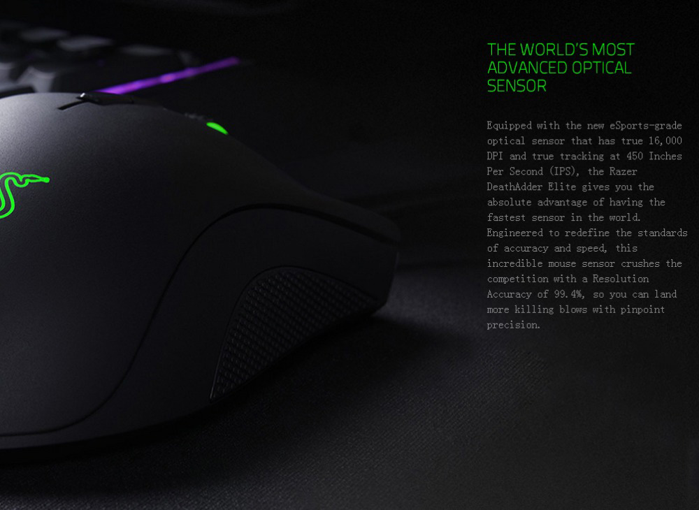 [HK Stock] Razer DeathAdder Elite Ergonomic Wired Gaming Mouse CHS Packaging 16000 DPI - Black