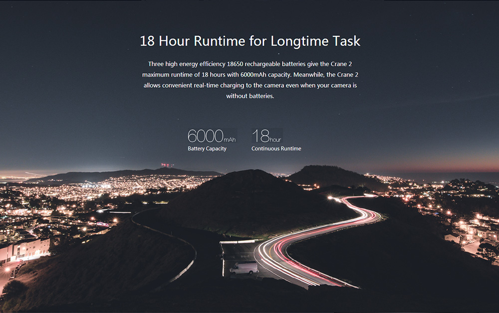 ZHIYUN Crane 2 3-Axis Brushless Handheld Stabilizer with Real-time Follow Focus - Black