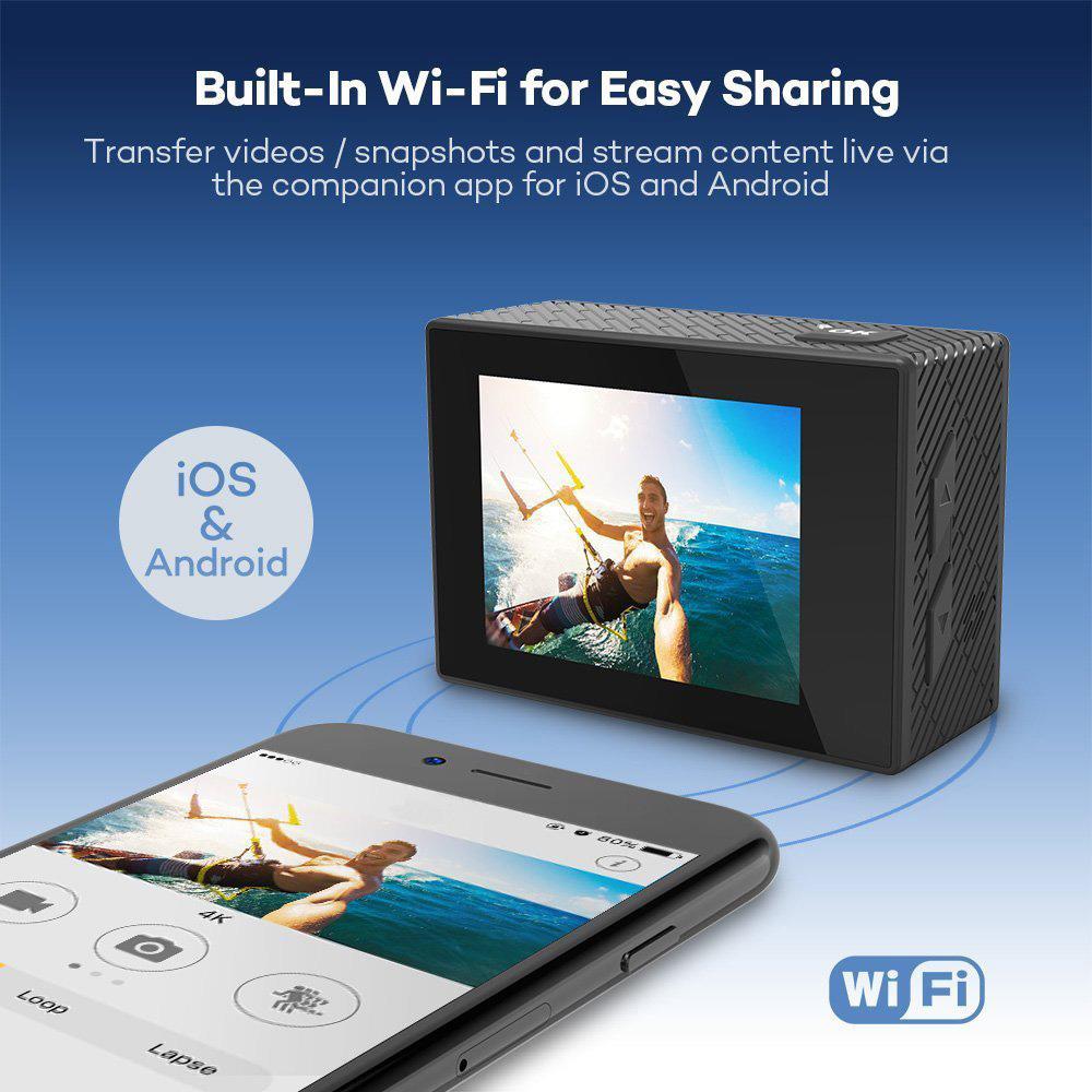 SOOCOO C30R NTK96660 Sony IMX078 2.0 Inch Display Action Camera 4K WiFi 170 Degree Wide Angle With Remote Control-Black