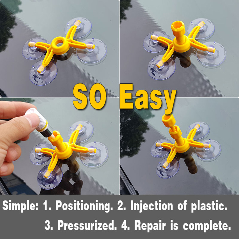 Car Windshield Repair Kit DIY Car Window Repair Tools Glass Scratch Windscreen Crack Restore Window Screen Polishing - Orange