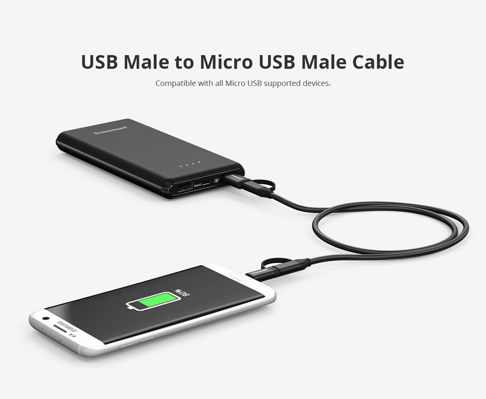 Tronsmart C4N1 4-in-1 Type-C Cable Built-in Micro USB & USB 2.0 Adaptors for Samsung Galaxy Google Pixel/Pixel XL and Other USB Type-C Compatible Devices