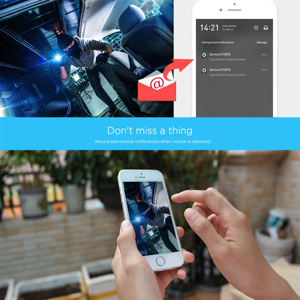 Sricam SP019 WiFi 1080P IP Camera H.264 2.0MP Motion Detection P2P TF Card Security Camera -Black