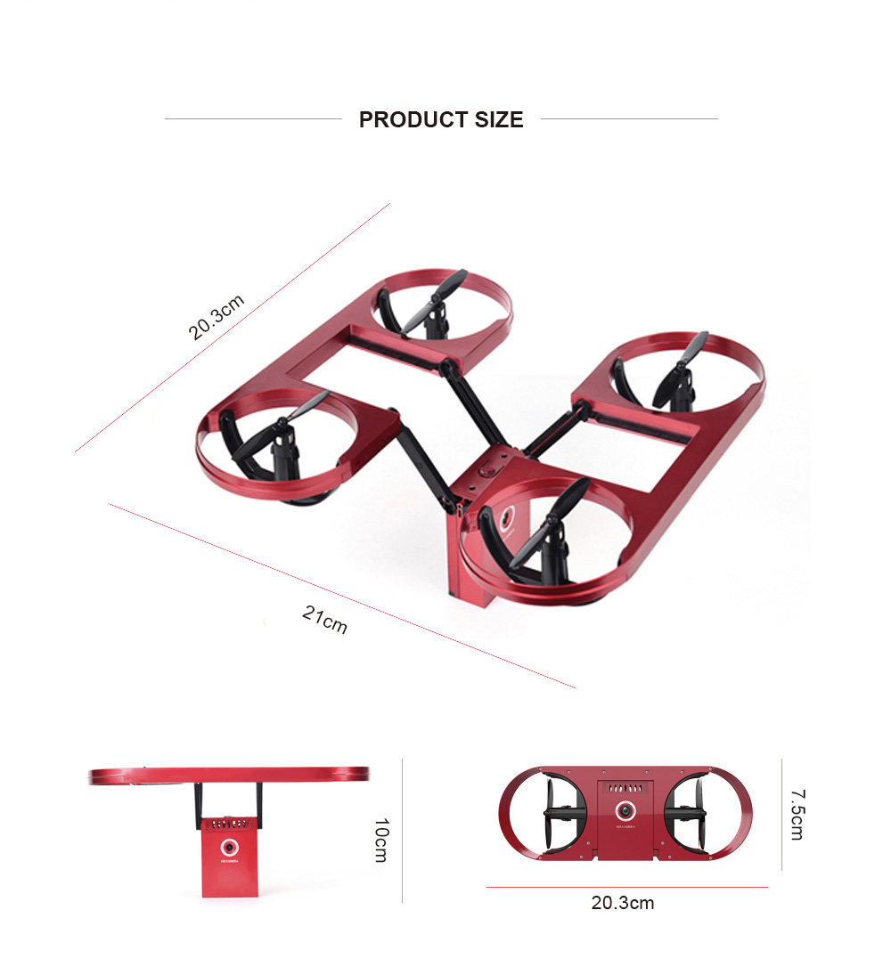 TYRC TY6 WIFI FPV Foldable Drone with 720P HD Camera Altitude Hold Mode RC Quadcopter BNF - Red