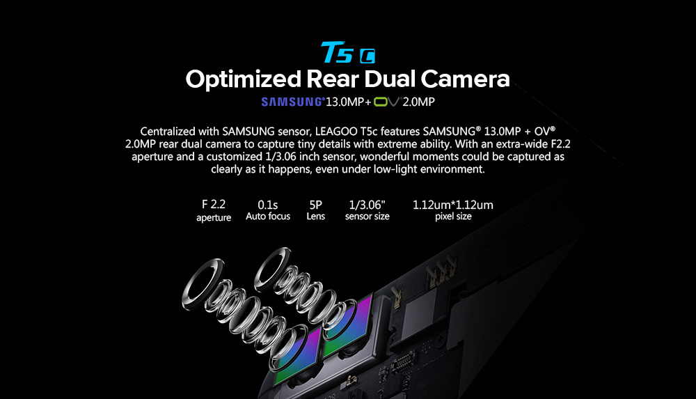 [HK Stock]LEAGOO T5C 5.5 Inch Smartphone FHD Screen 3GB 32GB SC9853 Octa Core Dual Rear Camera Android 7.0 Touch ID  Metal Unibody 3000mAh - Black