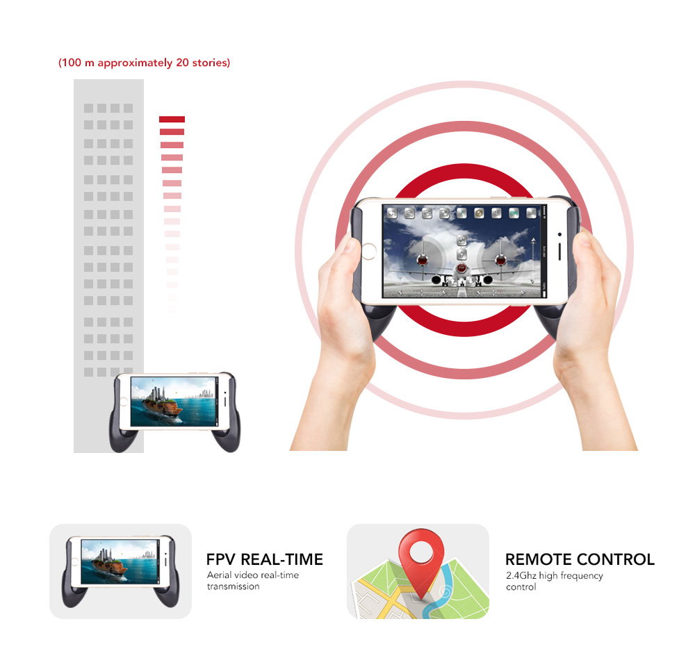 TYRC TY6 WIFI FPV Foldable Drone with 720P HD Camera Altitude Hold Mode RC Quadcopter BNF - Red