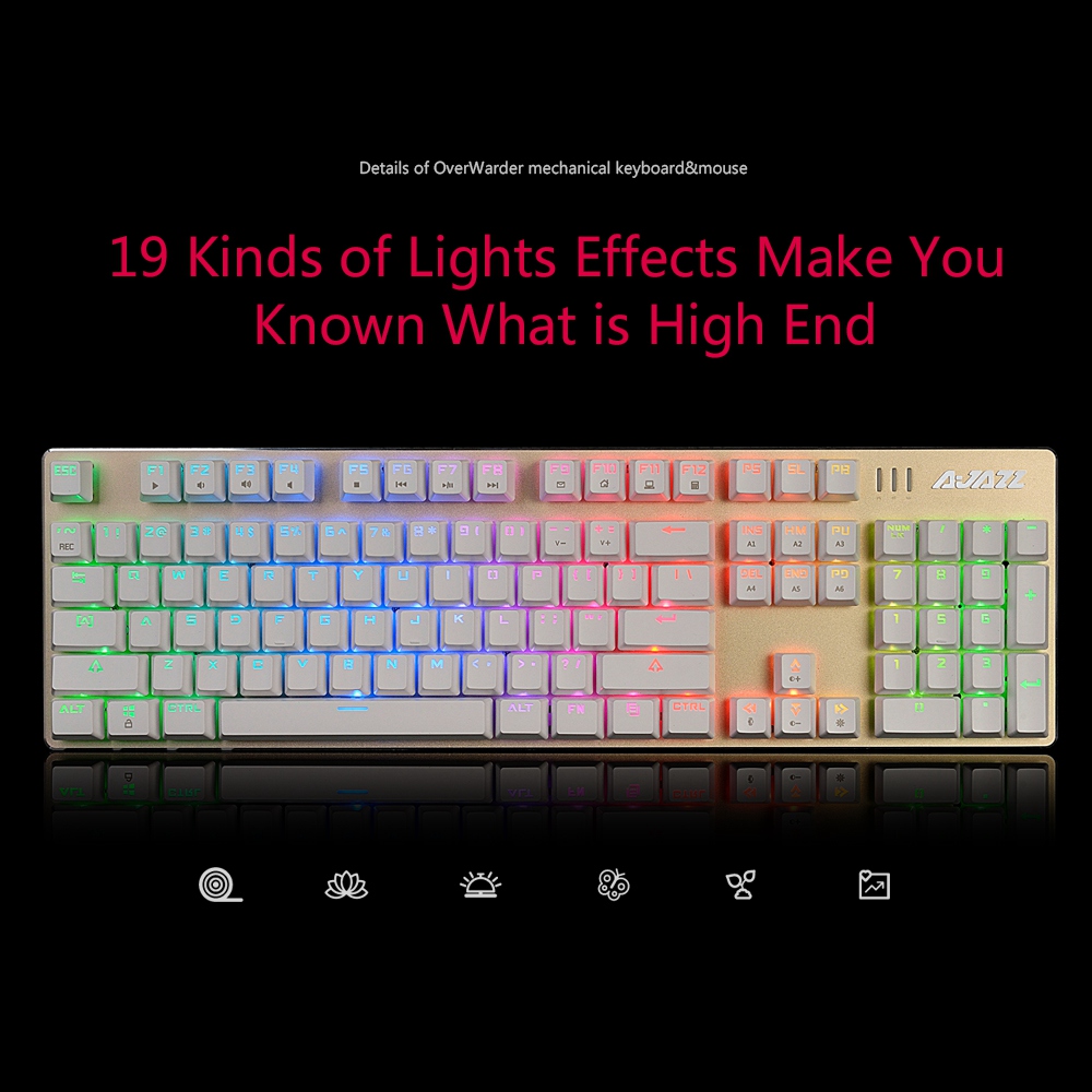 Ajazz Wired RGB Mechanical Keyboard Blue Switch 104 Keys + Gaming Mouse Set With Backlights - White