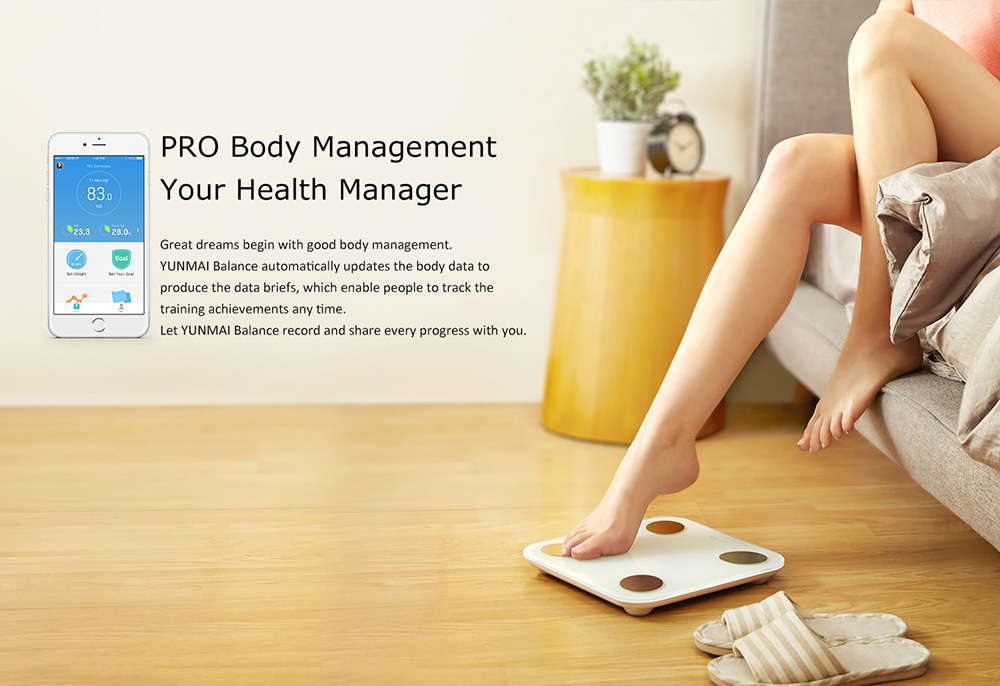 [Internation Version]Yunmai Balance Smart Body Fat Scale Bluetooth 4.0 APP Remote Control Body Composition Monitor -Blac