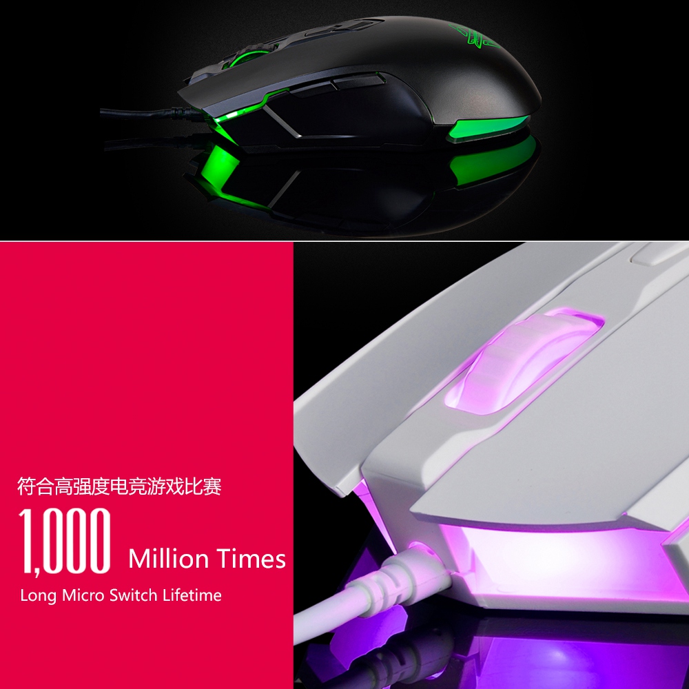 Ajazz Wired RGB Mechanical Keyboard Blue Switch 104 Keys + Gaming Mouse Set With Backlights - White