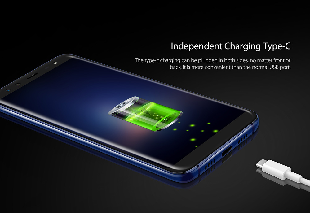 [HK Stock]Blackview S8 5.7 Inch Smartphone 18:9 HD+ Screen 4GB 64GB MT6750T Octa Core Four Camera Android 7.0 Touch ID 3180mAh - Black