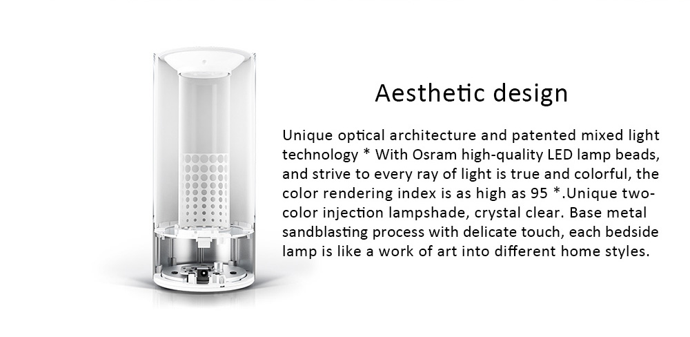 Xiaomi Mijia Bedside Lamp Bluetooth WiFi Connection Touch Control 300Lm 16 Million RGB Color 10W 1700k ~ 6500k - White / Upgraded Version