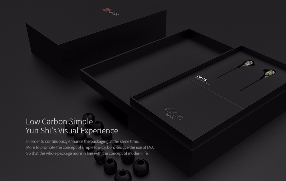 UIISII T8 In-ear Earphones with Mic Stereo Dual Dynamic Drivers Strong Bass Noise Reduction - Black