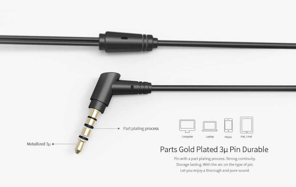 UIISII T8 In-ear Earphones with Mic Stereo Dual Dynamic Drivers Strong Bass Noise Reduction - Black