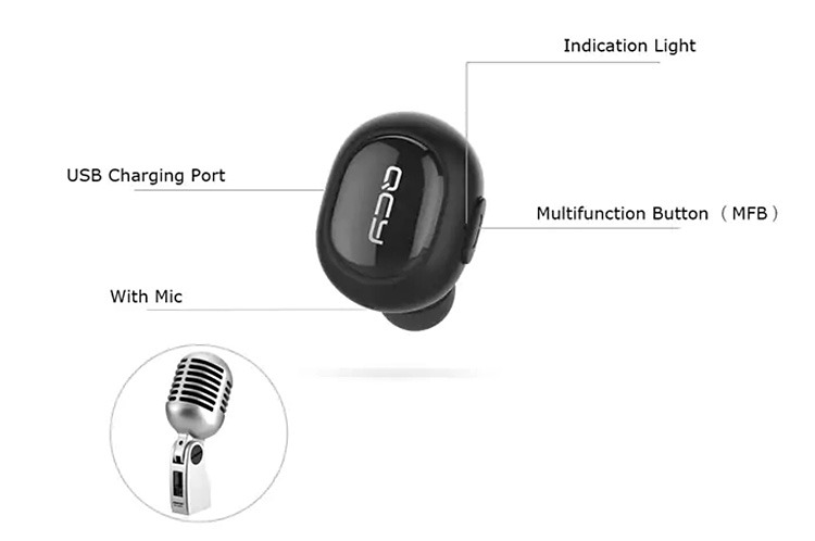 QCY Q26 Pro Mini Wireless Bluetooth Headphone with Mic Noise Cancelling - White