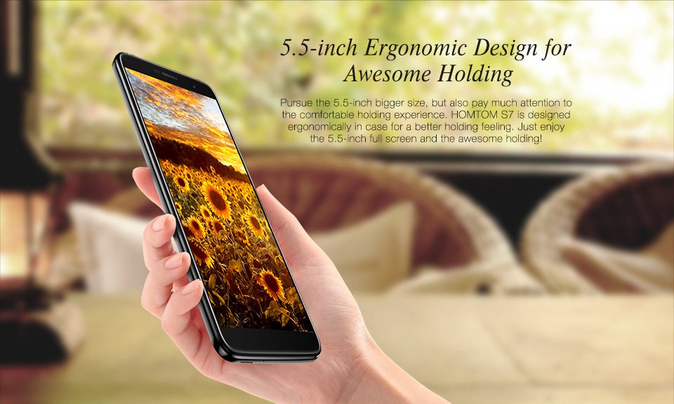 [HK Stock]HOMTOM S7 5.5 Inch Smartphone 18:9 Aspect Ratio HD Screen MT6737 Quad Core 3GB RAM 32GB ROM Dual Rear Camera Android 7.0 Touch ID 2900mAh - Blue