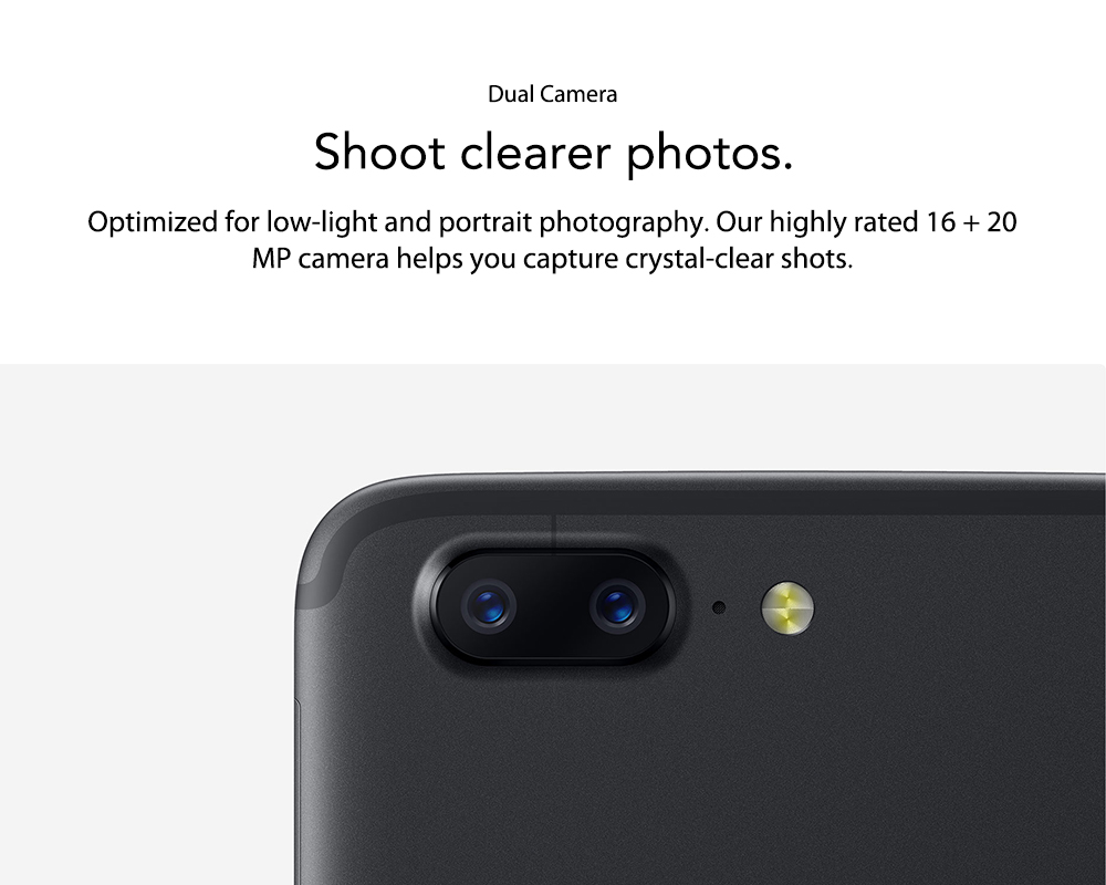 [Official Global ROM]OnePlus 5T 6.01 Inch Smartphone 18:9 FHD+ Screen Snapdragon 835 Octa Core 6GB 64GB 20.0MP+16.0MP Dual Rear Cam OxygenOS NFC Dash Charge Type C - Black
