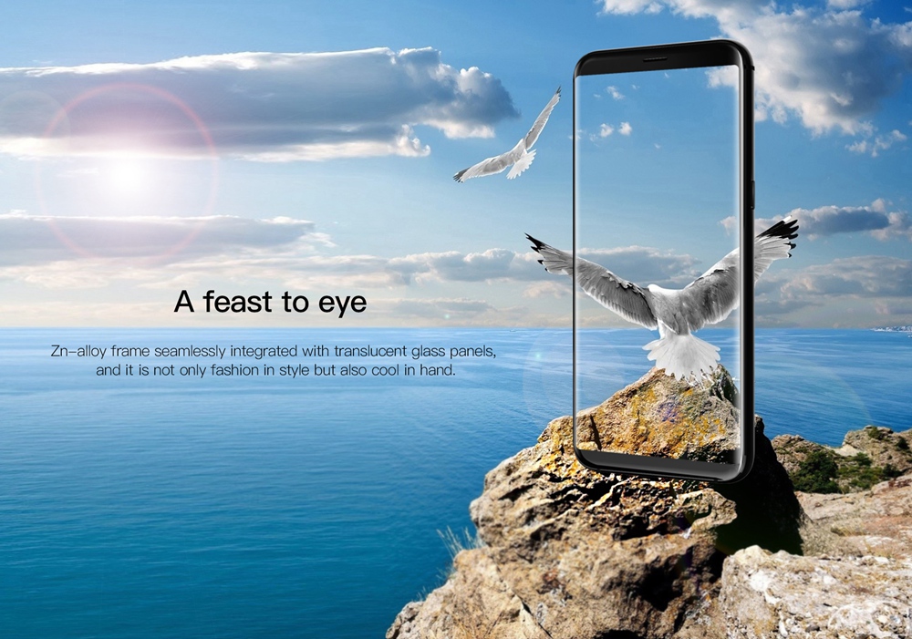 UHANS i8 5.7 Inch Smartphone 18:9 HD+ Full Screen 4GB 64GB MT6750T Octa Core Dual Rear Camera Android 7.0 Touch ID 3500mAh - Black