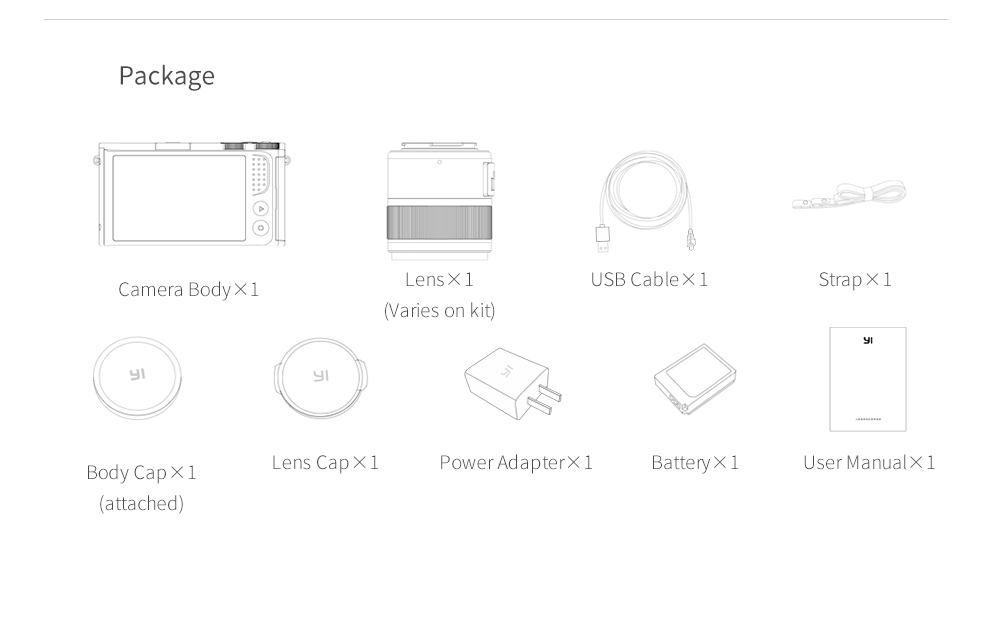 [HK Stock]Original YI M1 Mirrorless Camera Dual Lens WiFi 4K IMX269 Sensor 20MP 3.0" Touch Screen App Control - Black