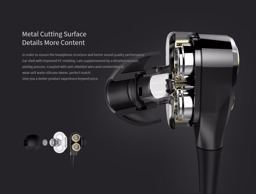 UIISII T8 In-ear Earphones with Mic Stereo Dual Dynamic Drivers Strong Bass Noise Reduction - Red