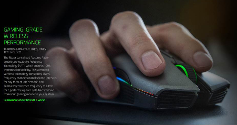 [HK Stock] Razer Lancehead Wired Wireless Gaming Mouse Professional RGB Blcklit 16000 Adjustable DPI Ambidextrous - Black