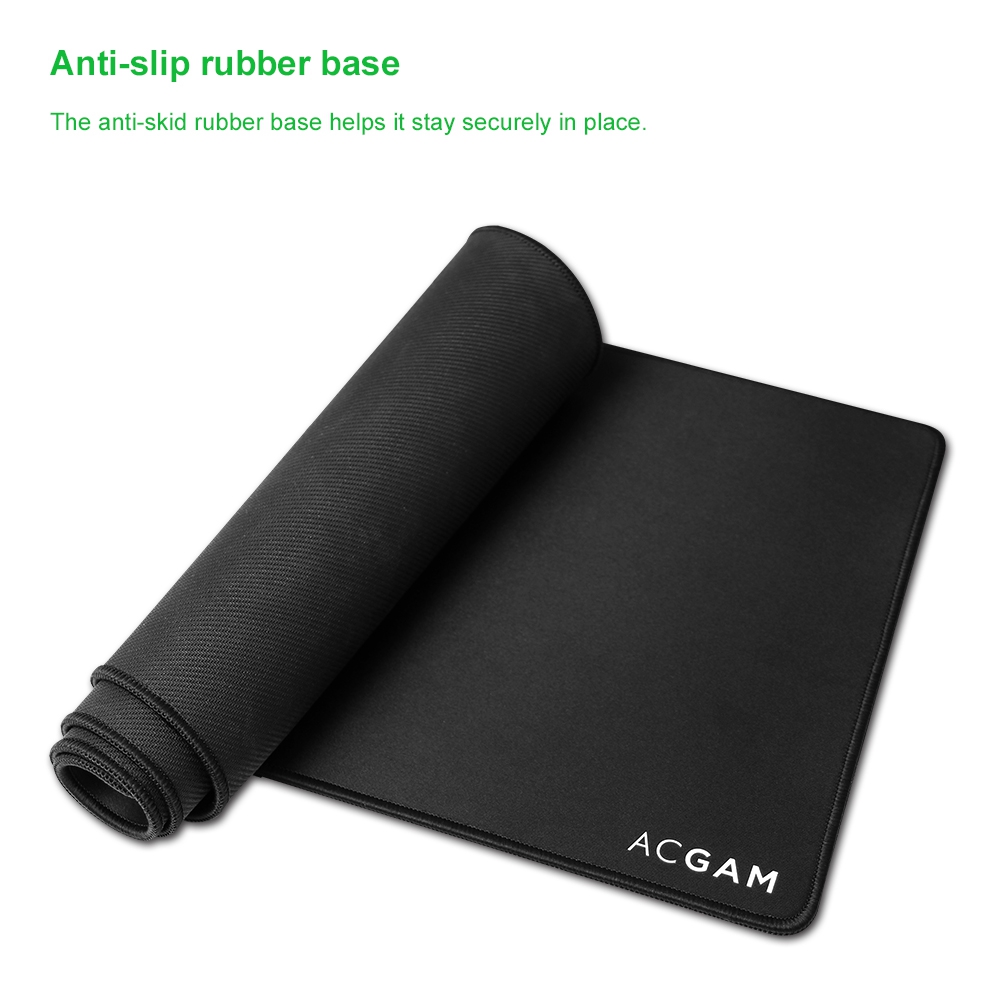 ACGAM P07 Precision Cloth Gaming Mouse Mat Washable 4mm Ultra Thick Extended Water-Resistant 35.4 Inch x 11.8 Inch - Black