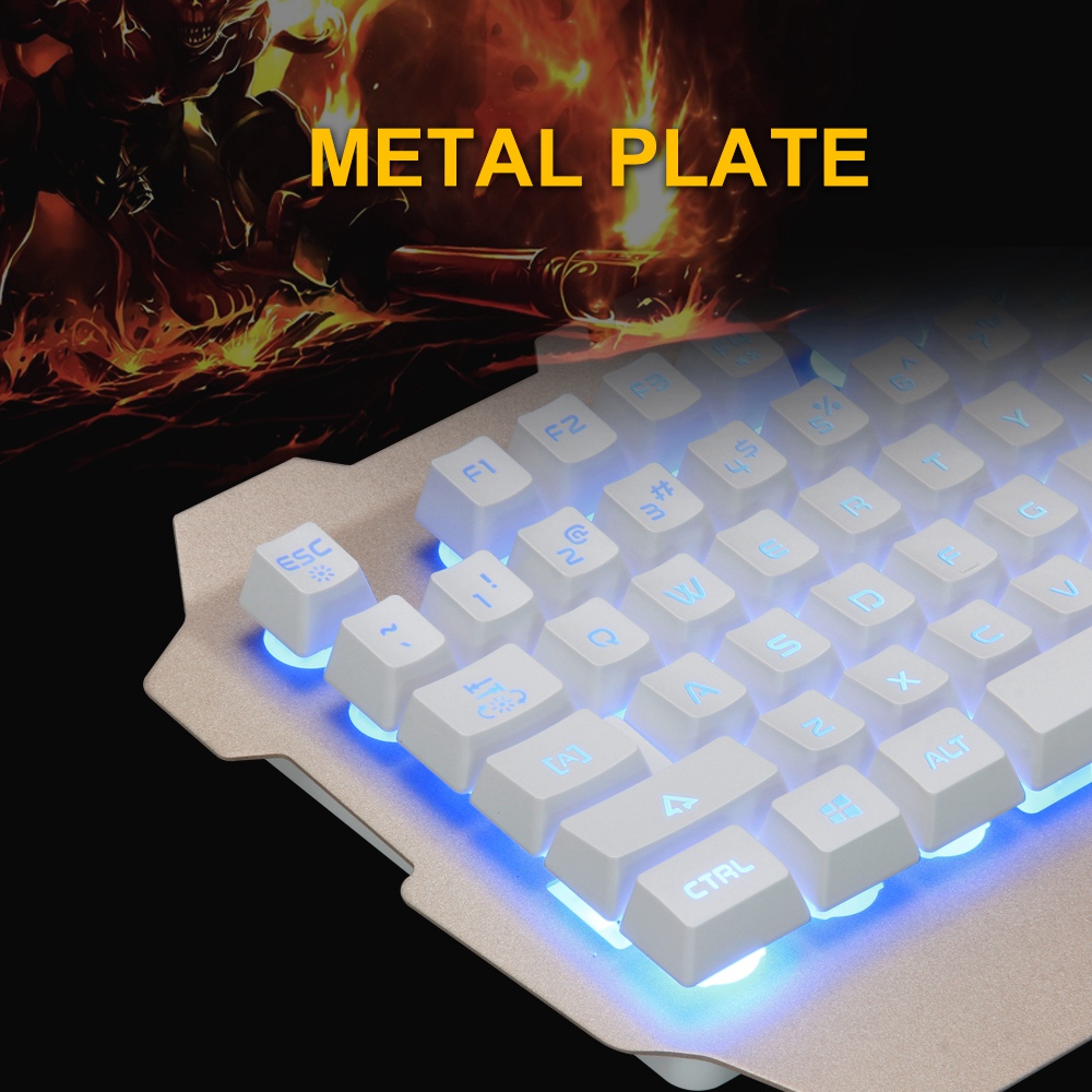 Ajazz Wired Membrane Keyboard 19-keys Anti-Ghosting Waterproof With Colorful Backlights 104 Keys - White