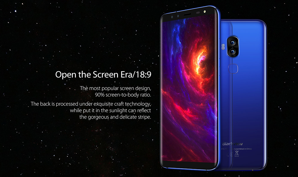 [HK Stock]Blackview S8 5.7 Inch Smartphone 18:9 HD+ Screen 4GB 64GB MT6750T Octa Core Four Camera Android 7.0 Touch ID 3180mAh - Black