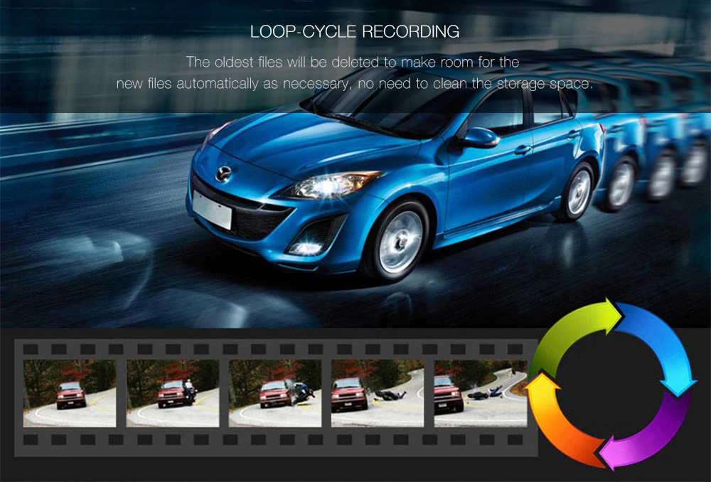 Q1 NTK96658 Sony IMX323 2.45 Inch IPS Dash Camera 1080P FHD 170 Degree Wide Angle Night Vision HDMI Car Video Recorder - Black