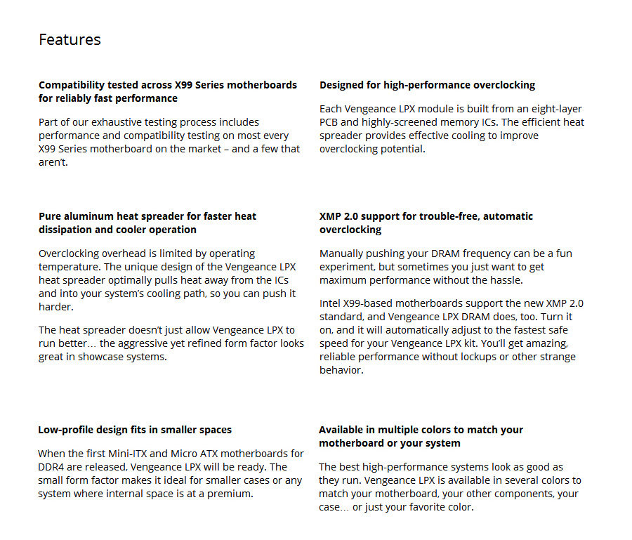 Corsair Vengeance LPX 8GB DDR4 Memory Modules DRAM 2400MHz PC4-19200 C14 Memory Kit - Black