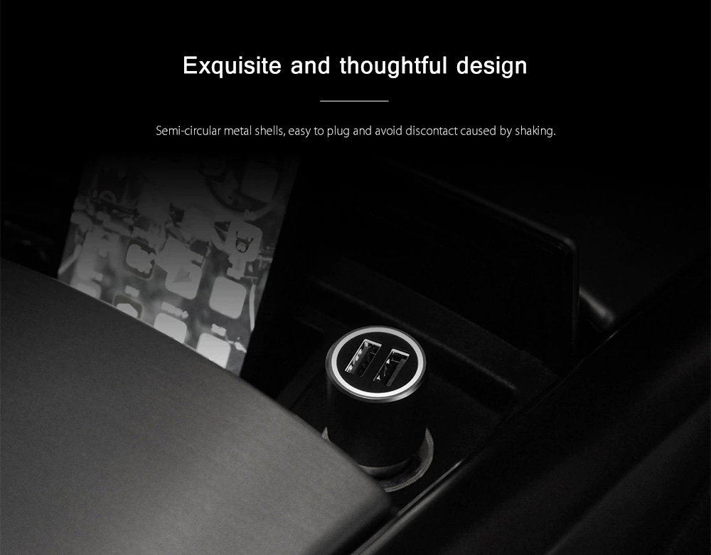 Original Xiaomi Car Charger Fast Charge Version QC3.0 Dual USB Ports Temperature Control Multiple Protections - Silver