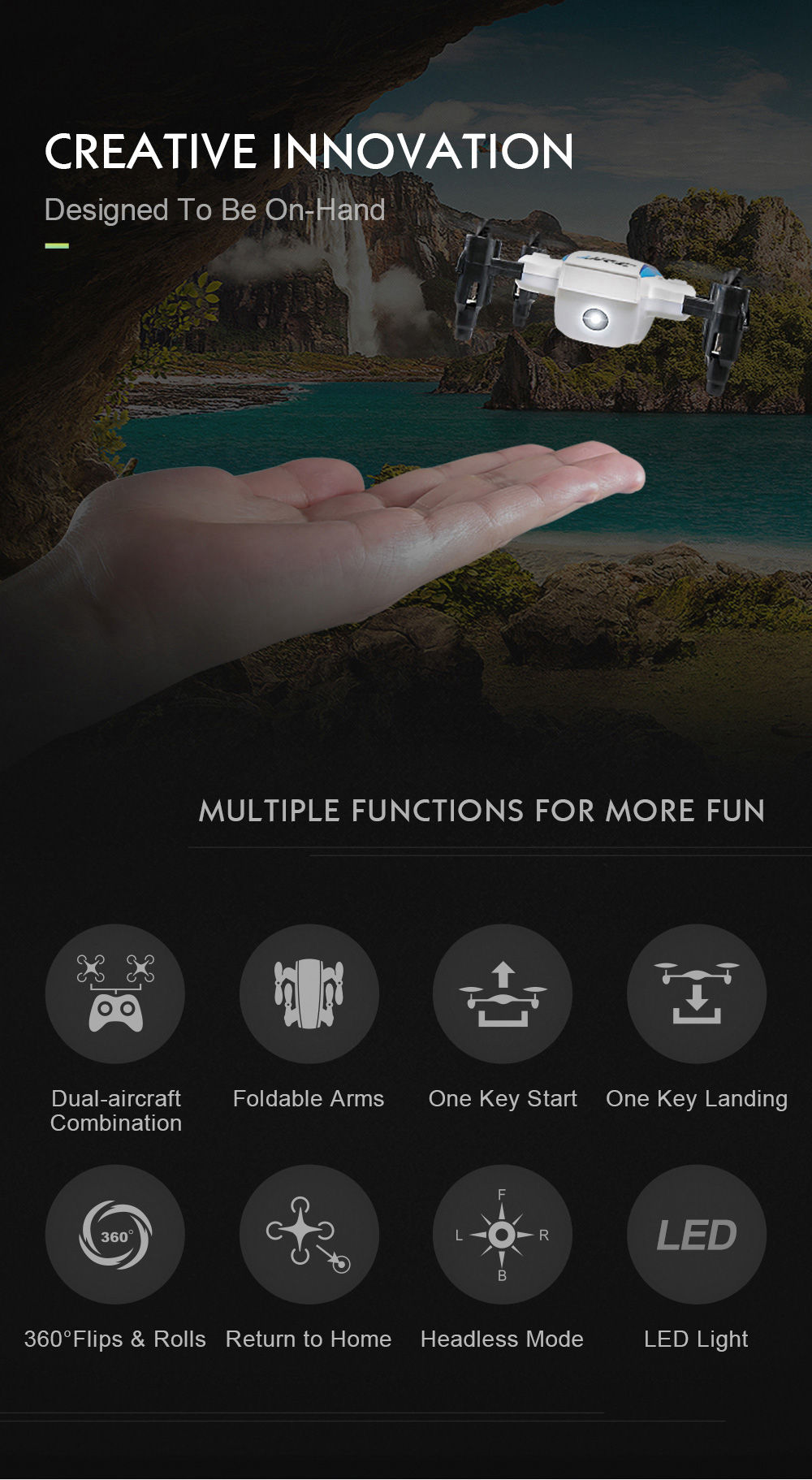 JJRC H345 Mini Double Foldable Drone 2.4G 4CH 6Axis Gyro with Headless Mode RC Quadcopter RTF