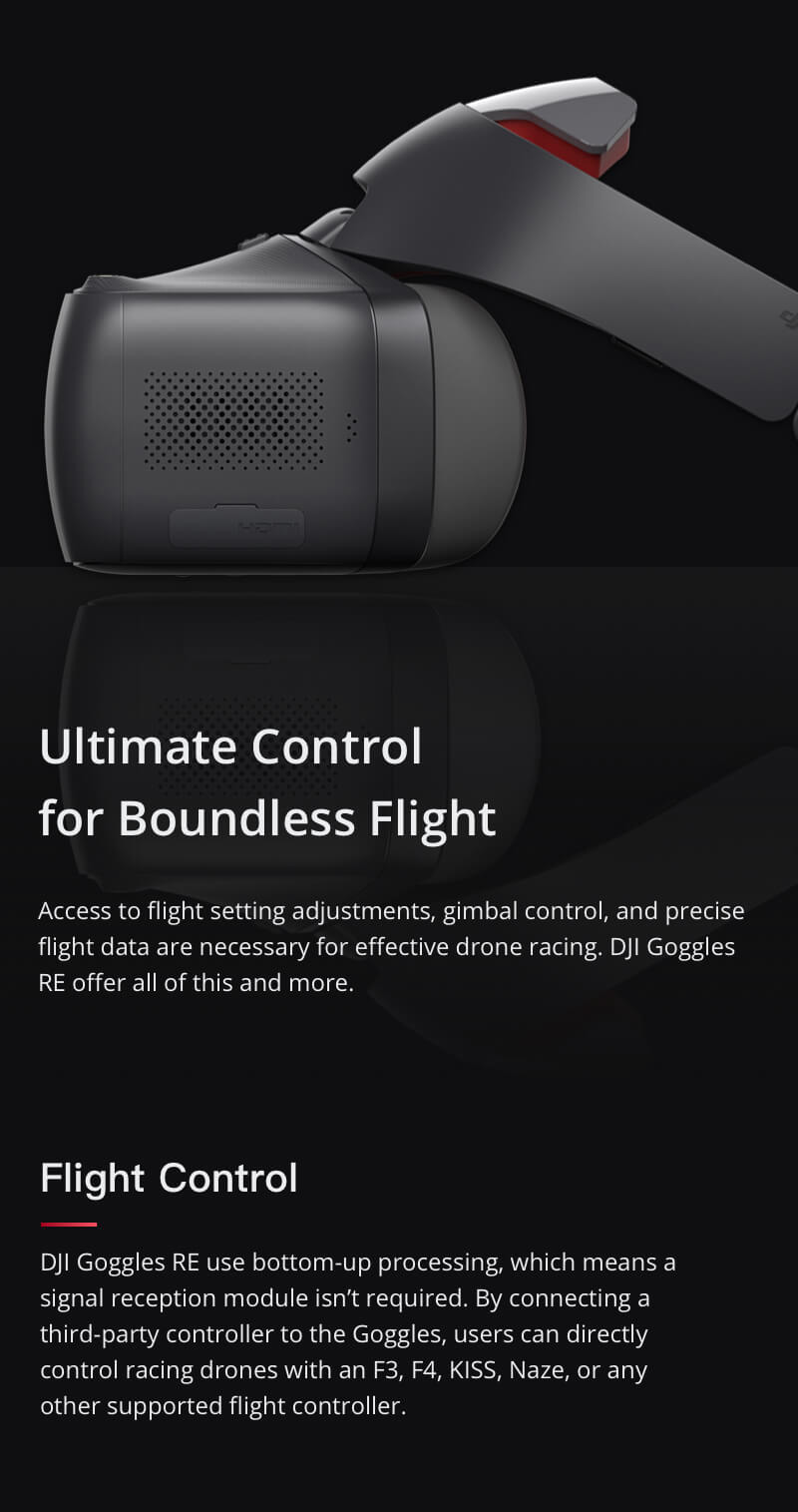 DJI Goggles Racing Edition 5 Inches Head Tracking FPV Glasses for DJI Mavic Pro/Spark/Phantom 4/Inspir 2 - Black